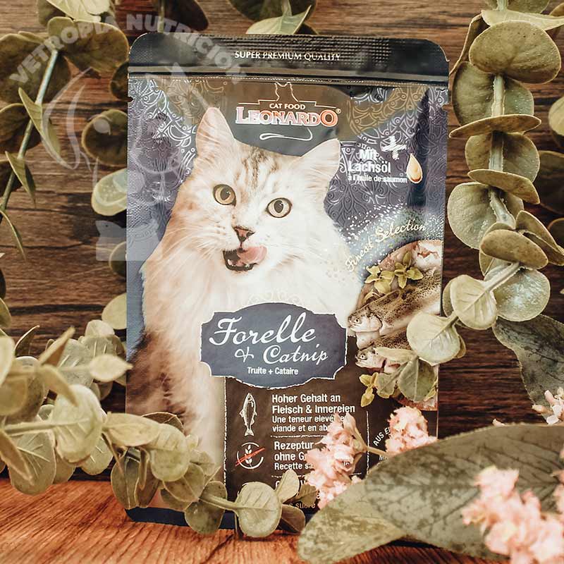 Leonardo Menu Trucha Menta Alimento Gatos Adultos Pack 16x85 Gr main image 1