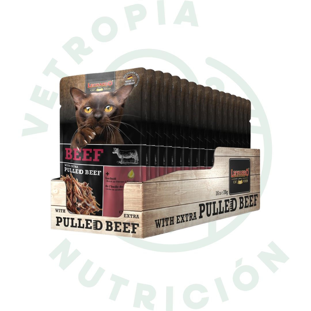 LEONARDO® BEEF EXTRA PULLED BEEF (16 X 70 G) | Das Futter-Stübchen